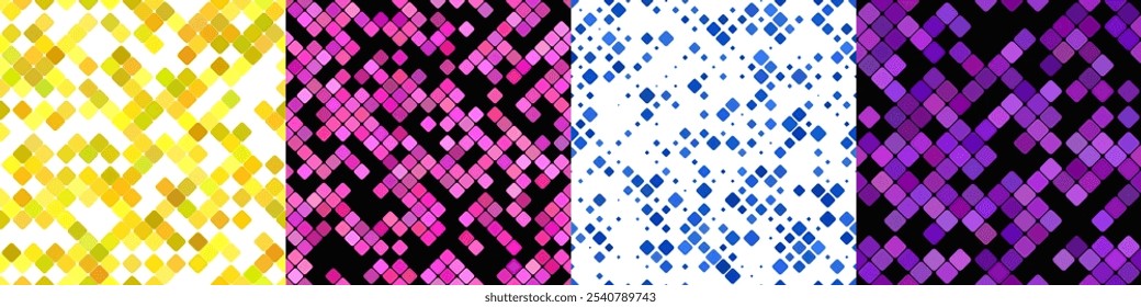 Seamless geometrical diagonal square pattern set