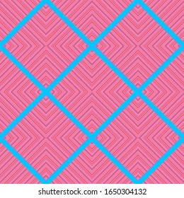 Seamless geometrical diamond shape pattern made if thin lines in different shades of blue, red, pink and violet. Original design, pixel perfect swatch pattern included, vector eps 10