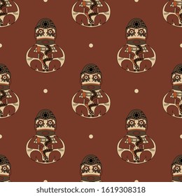 Seamless geometrical ethnic pattern with ancient Peruvian motifs from Nazca.