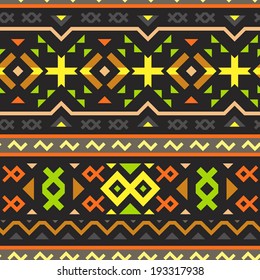 Seamless Geometrical Ethnic Pattern. Colorful triangles ornament for textile design.