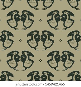 Seamless geometrical ethnic pattern with Native American tribal motifs. Mimbres pottery of Mogollon Indians.