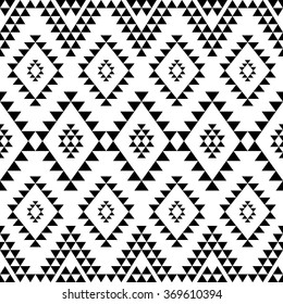 Seamless geometrical ethnic  pattern on white background. Aztec motives.