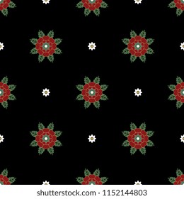 Seamless geometrical floral pattern. Based on Indian medieval motif.