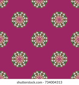 Seamless geometrical floral pattern based on old Oriental jewelry.