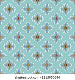 Seamless geometrical floral pattern with beautiful vintage motifs.