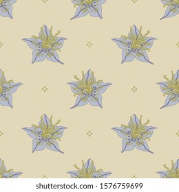 Seamless geometrical floral pattern with heads of nigella flower.