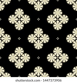 Seamless geometrical floral pattern with Indian Mogul motifs. Square mandalas or crosses made of stylized flowers and polka dots.
