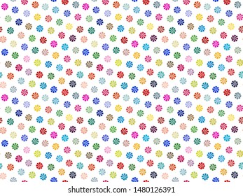 Seamless geometrical floral pattern made with colorful flowers and white background