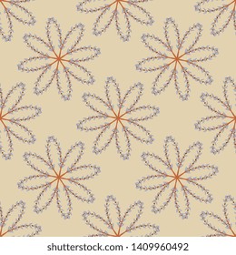 Seamless geometrical floral pattern with ornate round mandalas.