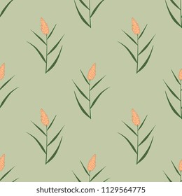Seamless geometrical floral pattern with reed or cane plants. Cartoon style.