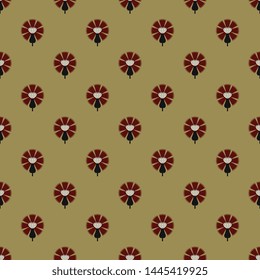 Seamless geometrical floral pattern with small stylized flowers. Vintage folk style. Indian Mogul medieval motif.