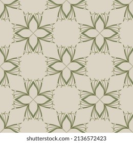 Patrón floral geométrico sin inconveniente con mandalas cruzadas cuadradas. Ramas florecientes de flor de nevada. (Galanthus nivalis). Estilo Art Nouveau. Hojas verdes y flores blancas en el fondo claro.