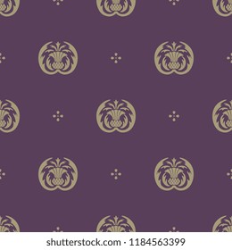 Seamless geometrical floral pattern with stylized silhouettes of thistle plant. Vintage style. Based on retro Art Nouveau or Art Deco style motif. 