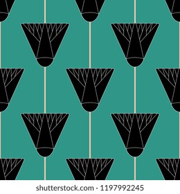 Seamless geometrical floral pattern with stylized lotus flowers. Ancient Egyptian motif. Ethnic style.