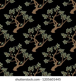 Seamless geometrical floral pattern with stylized trees. Based on medieval Persian motif.