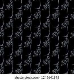 Seamless geometrical floral pattern with stylized trees or branches with fruits. Based on medieval motif. Art Nouveau style.