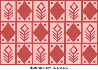 Seamless geometrical floral pattern. Viva magenta flower and square background. Wallpaper or bed linen print. Design for bath floor and wall tile. 