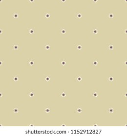 
Seamless geometrical floral polka dot pattern with small stylized daisies.