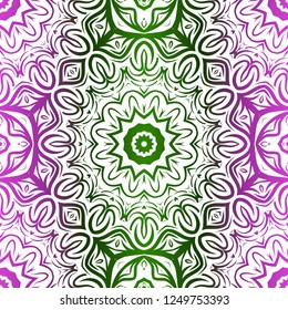 Seamless Geometrical Floral Texture. Vector Illustration. For Design, Wallpaper, Fashion, Print. Neon Color.