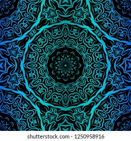 Seamless Geometrical Floral Texture. Vector Illustration. For Design, Wallpaper, Fashion, Print. Neon Color.