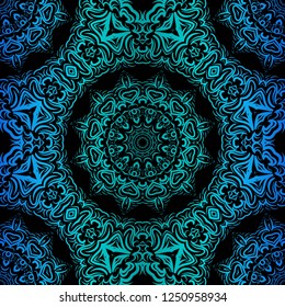 Seamless Geometrical Floral Texture. Vector Illustration. For Design, Wallpaper, Fashion, Print. Neon Color.