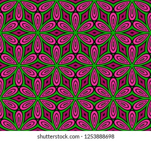 Seamless Geometrical Floral Texture. Vector Illustration. For Design, Wallpaper, Fashion, Print. Gradient color.