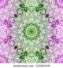 Seamless Geometrical Floral Texture. Vector Illustration. For Design, Wallpaper, Fashion, Print. Neon Color.