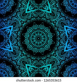 Seamless Geometrical Floral Texture. Vector Illustration. For Design, Wallpaper, Fashion, Print. Neon Color.