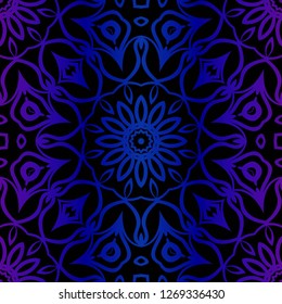 Seamless Geometrical Floral Texture. Vector Illustration. For Design, Wallpaper, Fashion, Print. Neon Color.