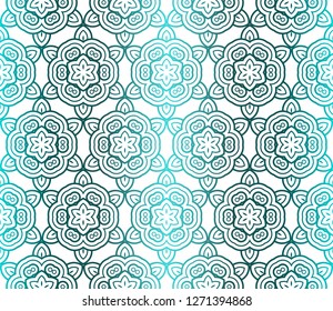 Seamless Geometrical Floral Texture. Vector Illustration. For Design, Wallpaper, Fashion, Print. Light green Gradient