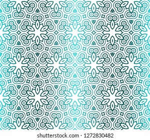 Seamless Geometrical Floral Texture. Vector Illustration. For Design, Wallpaper, Fashion, Print. Light green Gradient