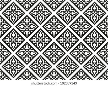 Seamless geometrical gothic floral vector pattern