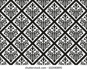 Seamless geometrical gothic floral vector ornament