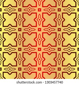 Seamless Geometrical Linear Texture. Original Geometrical Puzzle. Backdrop. Vector Illustration. For Design, Wallpaper, Fashion, Print. Sunrise color.