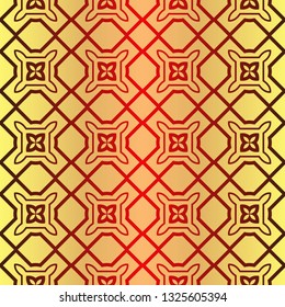 Seamless Geometrical Linear Texture. Original Geometrical Puzzle. Backdrop. Vector Illustration. For Design, Wallpaper, Fashion, Print. Sunrise color.