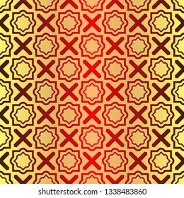 Seamless Geometrical Linear Texture. Original Geometrical Puzzle. Backdrop. Vector Illustration. For Design, Wallpaper, Fashion, Print. Sunrise color.
