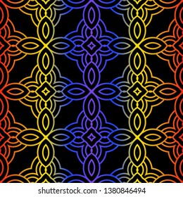 Seamless Geometrical Linear Texture. Original Geometrical Puzzle. Backdrop. Vector Illustration. For Design, Wallpaper, Fashion, Print