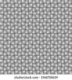 Nahtloses geometrisches, modernes Quadrat in schwarz-weißer Farbe für Stoffe, Wände, Fliesen, Decken, Hintergrund usw., Vektorgrafik und Abstrakte. EPS10.