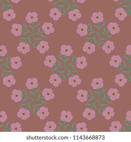Seamless geometrical monochrome pattern with ornate round floral mandalas made of wild carnation blossom. Based on medieval European motif.