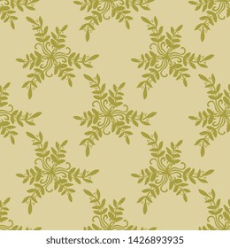 Seamless geometrical monochrome pattern with silhouetted floral motifs.