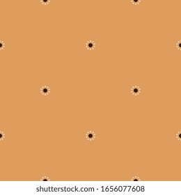 Seamless geometrical monochrome pattern with simple floral motifs. Abstract simple polka dot. 