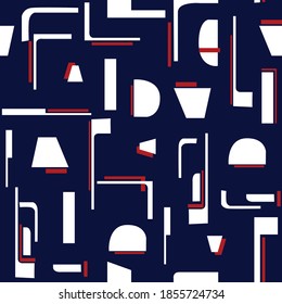 seamless geometrical patchwork pattern on navy 