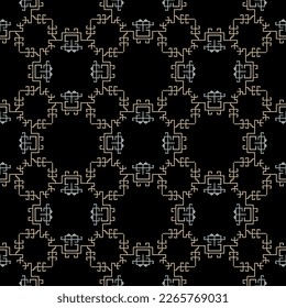 Patrón geométrico sin foco con motivos étnicos abstractos de textil nazca. Diseño indígena nativo americano del Perú precolombino.