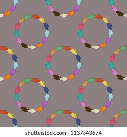 Seamless geometrical pattern with abstract rings made of colorful human hands.