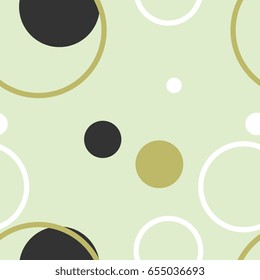 Seamless geometrical pattern with abstract rings and dots. Pastel colors.