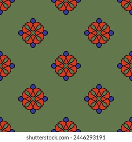 Seamless geometrical pattern with abstract shapes. Floral polka dot.