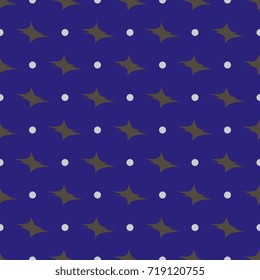 Seamless geometrical pattern with abstract shapes and polka dots. 