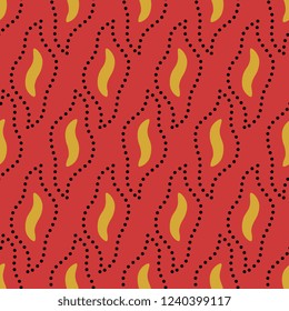 Seamless geometrical pattern with abstract wavy shapes and dotted lines. 
