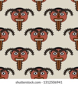 Seamless geometrical pattern with ancient Peruvian tribal motifs from Nasca.
