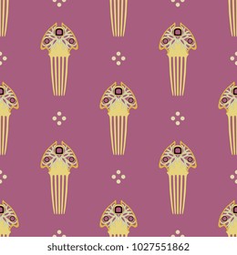 Seamless geometrical pattern with Art Nouveau style combs. Rene Lalique jewelry.